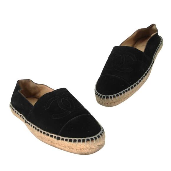 Chanel Espadrille 40 Velvet Cap Toe CC Monogram Flats CC-0712N-0004 - Picture 1 of 11